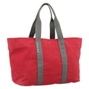PRADA PRADA Sports Tote Bag Canvas Red Silver Auth 208827-1