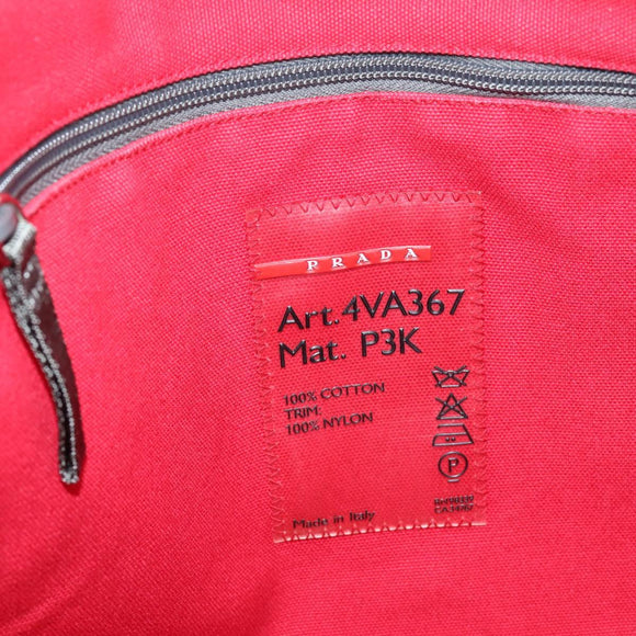 PRADA PRADA Sports Tote Bag Canvas Red Silver Auth 208827