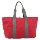 PRADA PRADA Sports Tote Bag Canvas Red Silver Auth 208827-13