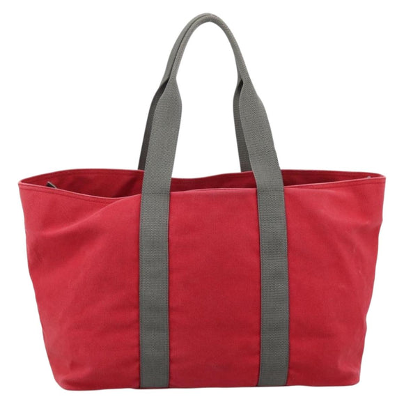 PRADA PRADA Sports Tote Bag Canvas Red Silver Auth 208827