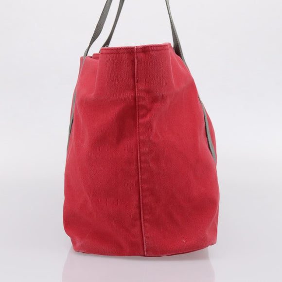 PRADA PRADA Sports Tote Bag Canvas Red Silver Auth 208827