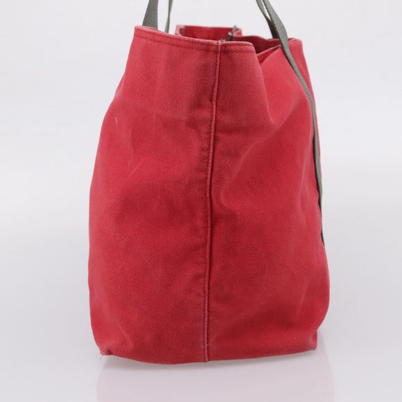 PRADA PRADA Sports Tote Bag Canvas Red Silver Auth 208827