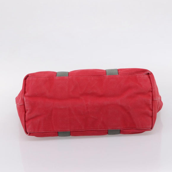 PRADA PRADA Sports Tote Bag Canvas Red Silver Auth 208827