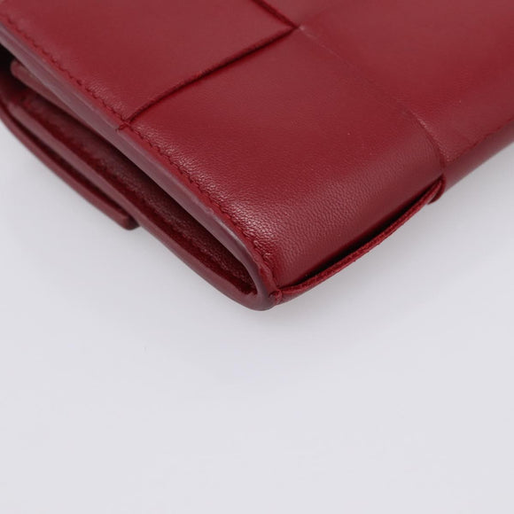 Bottega Veneta MAXI INTRECCIATO Cassette Long Wallet Leather Red Auth 208830V