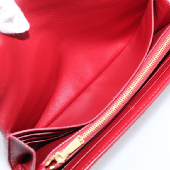 Bottega Veneta MAXI INTRECCIATO Cassette Long Wallet Leather Red Auth 208830V