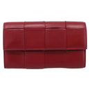 Bottega Veneta MAXI INTRECCIATO Cassette Long Wallet Leather Red Auth 208830V-2