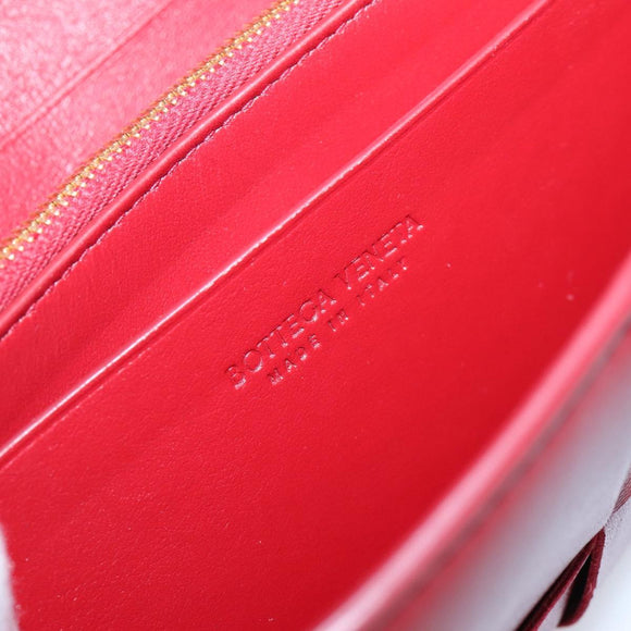 Bottega Veneta MAXI INTRECCIATO Cassette Long Wallet Leather Red Auth 208830V