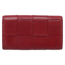 Bottega Veneta MAXI INTRECCIATO Cassette Long Wallet Leather Red Auth 208830V-3