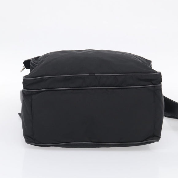 PRADA Hand Bag Nylon 2way Black Silver Auth 208832