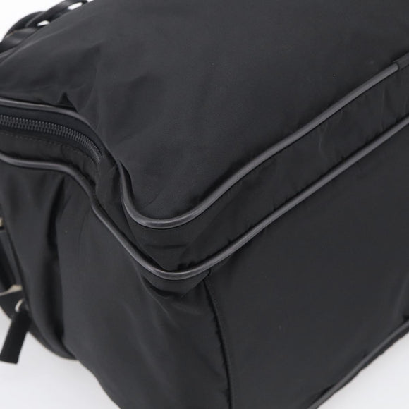 PRADA Hand Bag Nylon 2way Black Silver Auth 208832