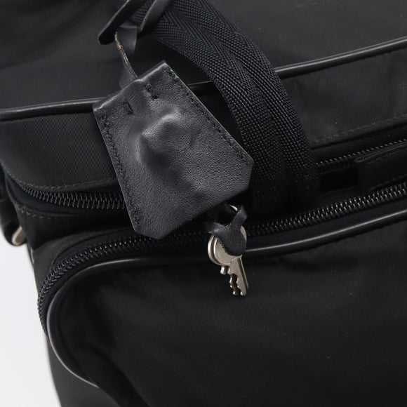 PRADA Hand Bag Nylon 2way Black Silver Auth 208832