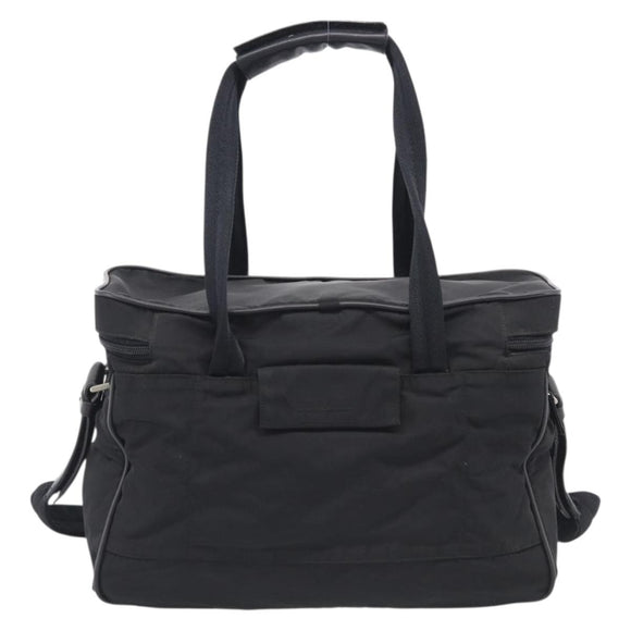 PRADA Hand Bag Nylon 2way Black Silver Auth 208832