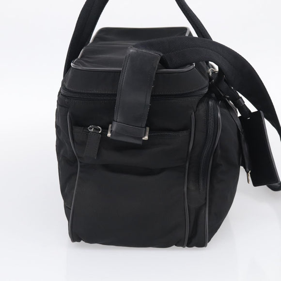 PRADA Hand Bag Nylon 2way Black Silver Auth 208832