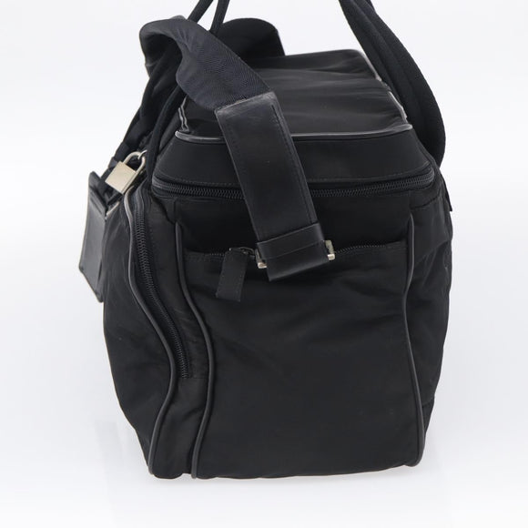 PRADA Hand Bag Nylon 2way Black Silver Auth 208832