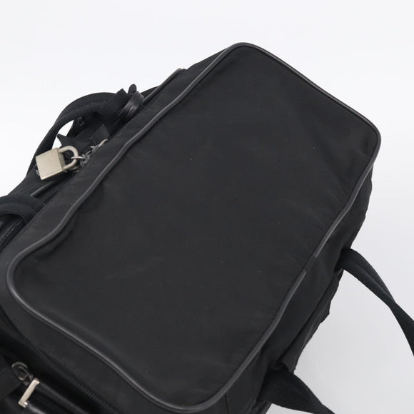 PRADA Hand Bag Nylon 2way Black Silver Auth 208832
