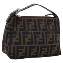 FENDI Zucca Canvas Pouch Black Silver Auth 208837-1