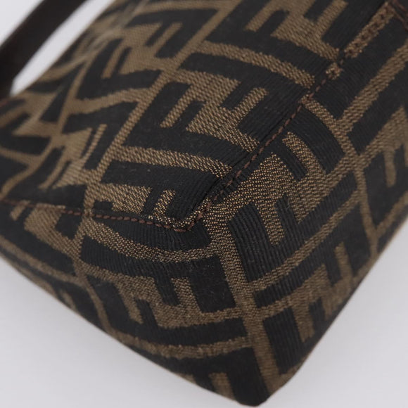 FENDI Zucca Canvas Pouch Black Silver Auth 208837