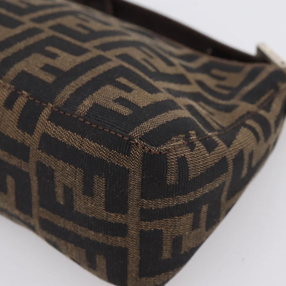 FENDI Zucca Canvas Pouch Black Silver Auth 208837