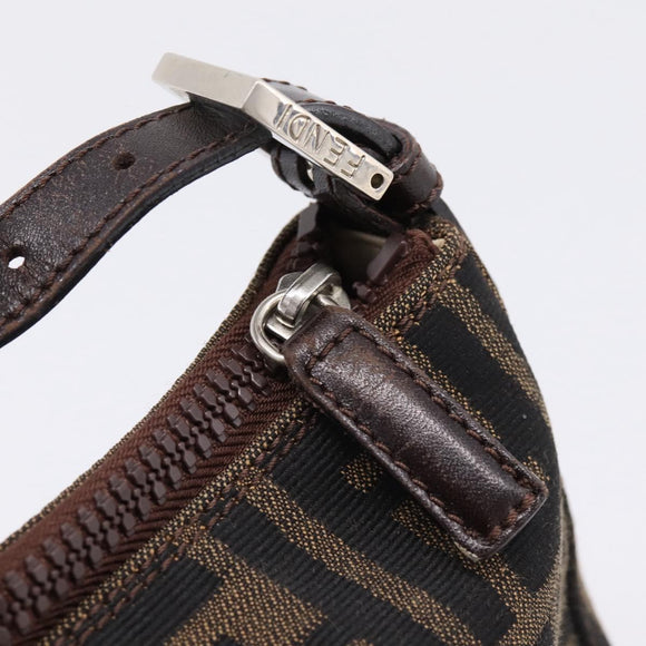 FENDI Zucca Canvas Pouch Black Silver Auth 208837