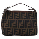 FENDI Zucca Canvas Pouch Black Silver Auth 208837-2