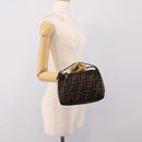 FENDI Zucca Canvas Pouch Black Silver Auth 208837-21