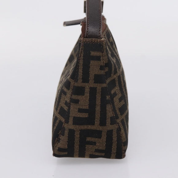 FENDI Zucca Canvas Pouch Black Silver Auth 208837