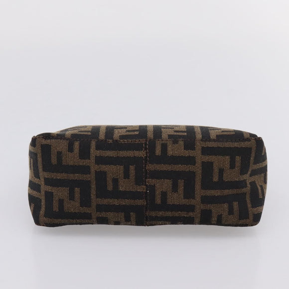 FENDI Zucca Canvas Pouch Black Silver Auth 208837
