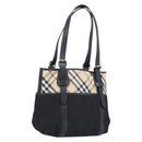 BURBERRY Nova Check Tote Bag Canvas Beige Silver Auth 208838V-1