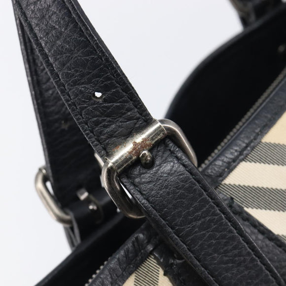 BURBERRY Nova Check Tote Bag Canvas Beige Silver Auth 208838V