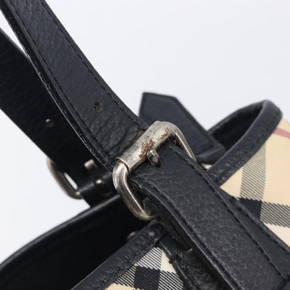 BURBERRY Nova Check Tote Bag Canvas Beige Silver Auth 208838V