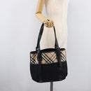 BURBERRY Nova Check Tote Bag Canvas Beige Silver Auth 208838V-25