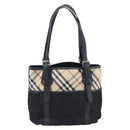 BURBERRY Nova Check Tote Bag Canvas Beige Silver Auth 208838V-3