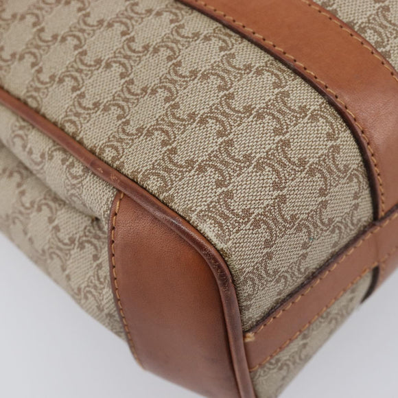 CELINE Macadam Hand Bag PVC Beige Gold Tone Auth 208843A