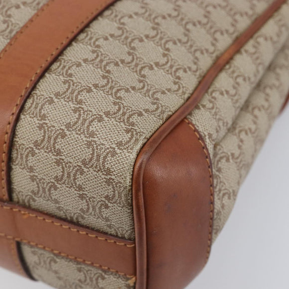 CELINE Macadam Hand Bag PVC Beige Gold Tone Auth 208843A
