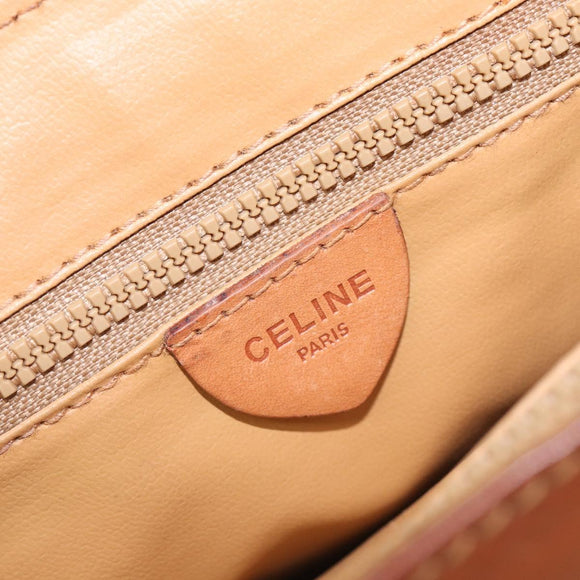 CELINE Macadam Hand Bag PVC Beige Gold Tone Auth 208843A