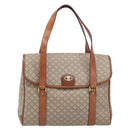 CELINE Macadam Hand Bag PVC Beige Gold Tone Auth 208843A-13