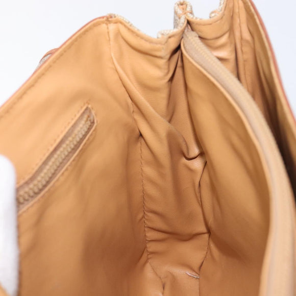 CELINE Macadam Hand Bag PVC Beige Gold Tone Auth 208843A