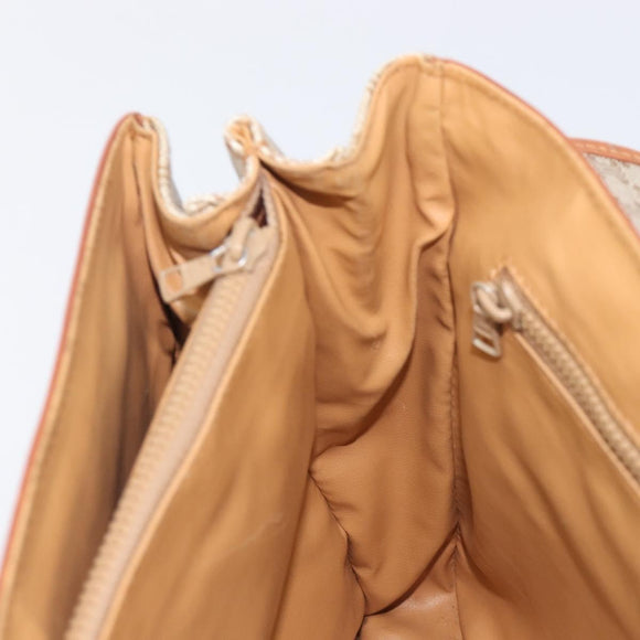 CELINE Macadam Hand Bag PVC Beige Gold Tone Auth 208843A