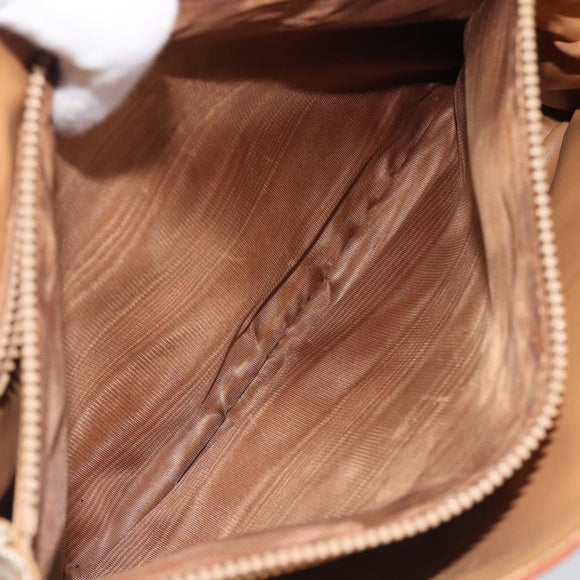 CELINE Macadam Hand Bag PVC Beige Gold Tone Auth 208843A