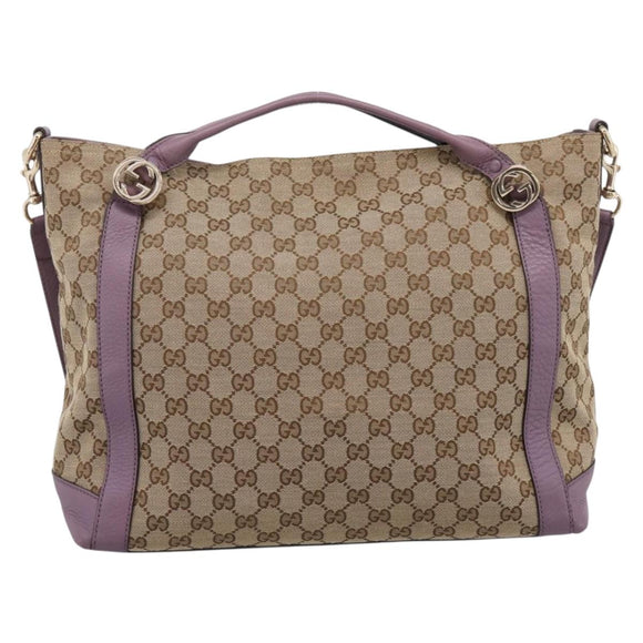 GUCCI GG Canvas GG Twins Shoulder Bag Beige Gold Tone 323675 Auth 208847V