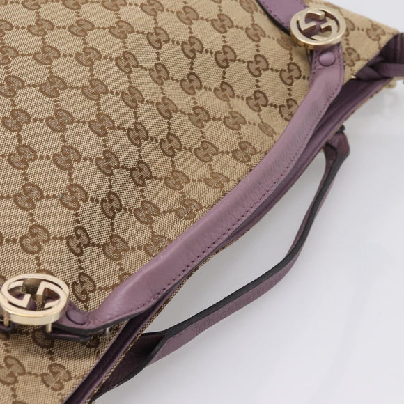 GUCCI GG Canvas GG Twins Shoulder Bag Beige Gold Tone 323675 Auth 208847V