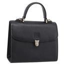 Burberrys Hand Bag Leather Black Silver Auth 208848-1