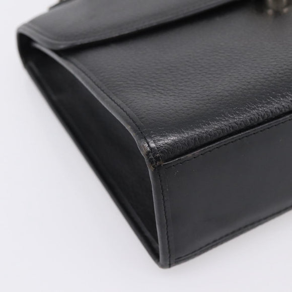 Burberrys Hand Bag Leather Black Silver Auth 208848