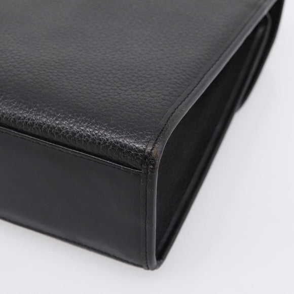 Burberrys Hand Bag Leather Black Silver Auth 208848