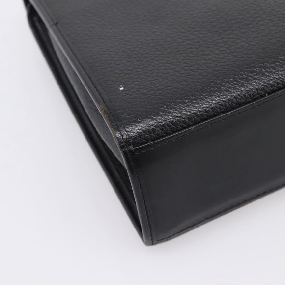 Burberrys Hand Bag Leather Black Silver Auth 208848