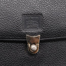 Burberrys Hand Bag Leather Black Silver Auth 208848-14