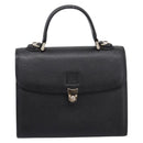 Burberrys Hand Bag Leather Black Silver Auth 208848-2