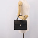 Burberrys Hand Bag Leather Black Silver Auth 208848-24
