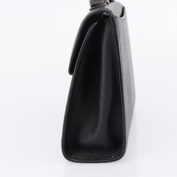 Burberrys Hand Bag Leather Black Silver Auth 208848