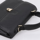 Burberrys Hand Bag Leather Black Silver Auth 208848-6